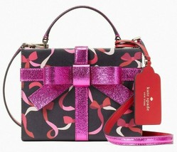 Kate Spade Wrapping Party Gift Box Crossbody Black Pink Leather NWT K4671 FS - £111.06 GBP