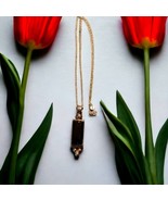 Beautiful mid-century sterling silver rectangular black onyx necklace - $107.21 CAD