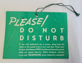 Vintage Please Do Not Disturb Sign Telegram Telephone Double Sided 5.75&quot;x4.25&quot; - £10.32 GBP