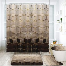 4Pcs Brown Gradient Shower Curtain Set - £31.90 GBP