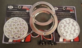 (2) 19 LED Trux Dual Revolution 4&quot; Round Clear Lens Stop Tail Back-Up Flange Kit - £88.49 GBP