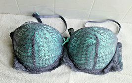 XOXO Bra 36B Underwire Push Up Strapless Mint/Gray 4067-70 EUC Nylon Lac... - £14.06 GBP