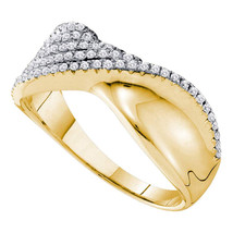 14k Yellow Gold Womens Round Diamond Fold Twist Band Ring 3/8 Cttw - $799.00