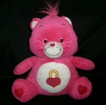 12&quot; Care Bears Secret Bear Pink Stuffed Animal Plush Doll Toy Heart Lock Nanco - £11.39 GBP