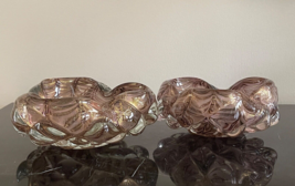 Mid Century Set of 2 Italian Murano Brownish and Gold Fleck Glass Bowls - $296.01