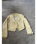 Cabi Womens Yellow/White Tweed Frings Long sleeve One button Blazer Size XS - $14.01