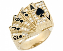 2.00 CT Rundschliff Künstlicher Diamant Herren Poker Karte Ring 14k Gelbgold - £113.33 GBP