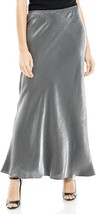 Max Studio Metallic Silver Bias Cut Satin Slip Midi Skirt Slipon Sz XS NWT - $24.18