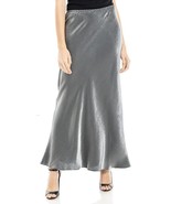 Max Studio Metallic Silver Bias Cut Satin Slip Midi Skirt Slipon Sz XS NWT - $34.24 CAD