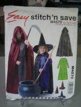 McCall's M4570 Child's Witch, Red Riding Hood Reaper Costume Pattern - Size 7-8 - £4.80 GBP