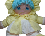 Dolly Mine yellow dress nylon plush rag doll 24&quot; blue yarn hair 1987 vin... - £20.36 GBP