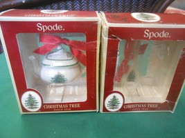 NIB- 2 SPODE Tree Ornaments---Mini Tea Pot  and  Spoon - £12.13 GBP
