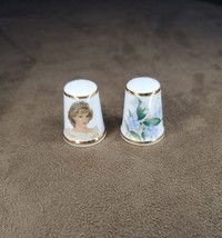 Vintage Royal Grafton England Blue Forget Me Not &amp; Princess Diana Thimble Lot (2 - £8.36 GBP