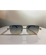 Men's rectangular, rimless sunglasses with gradient lenses & gold + white frame. - $10.00