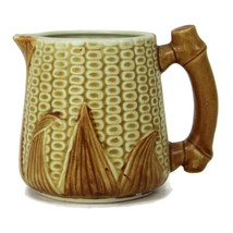 Vintage Majolica Pottery Ear Of Corn Pitcher Jug Creamer Brown Yellow 4&quot;... - £29.23 GBP