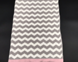 Manhattan Kids Baby Blanket Chevron Knit Gray White Pink Trim - $14.99