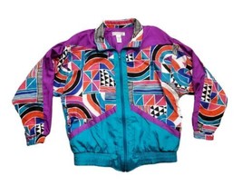 VTG Sunterra Windbreaker Jacket Womens Medium Totally 80s 90s Muliti Color M - £21.97 GBP