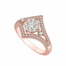 0.70Ct Round Moissanite 14K Rose Gold Plated Milgrain Solitaire Engagement Ring - £99.28 GBP
