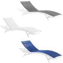 Modern Patio Chaise Lounge Chair Breathable Mesh Powder-Coated Aluminum ... - £251.75 GBP+
