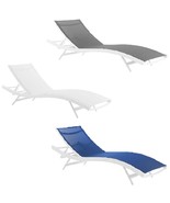 Modern Patio Chaise Lounge Chair Breathable Mesh Powder-Coated Aluminum ... - £252.97 GBP+