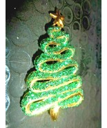 Christmas Tree w Dark Green Glass Pieces Modernist Pin Brooch Vintage Go... - £17.92 GBP