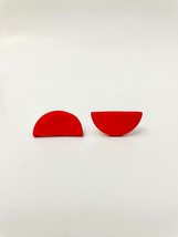 Indian Red Polymer Clay Earrings, Colorful Geometric Shaped Studs, Greek Clay St - £8.75 GBP