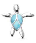 Sterling Silver Natural Larimar Turtle Pendant - €63,92 EUR