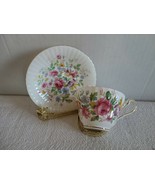 PARAGON Fine Bone China Tea Cup &amp; Saucer Colorful Pink Blue Flower Gold ... - $59.99