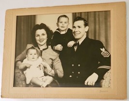 WWII Photo Aviation Machinist’s Chief Petty Officer USN &amp; Family 8x10 Fr... - $11.30