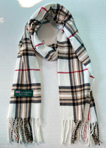 Men Womens Winter Warm Scotland Made 100% Cashmere Scarf Plaid Cream #S3... - €13,97 EUR