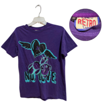 Vintage Retro Purple Graphic Tee &#39;No Love&#39; Teddy Design Size Medium - $15.84