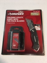 2 HUSKY Folding Locking Utility Knife / Knives with 100 Blades Each! 1004696192 - £30.50 GBP