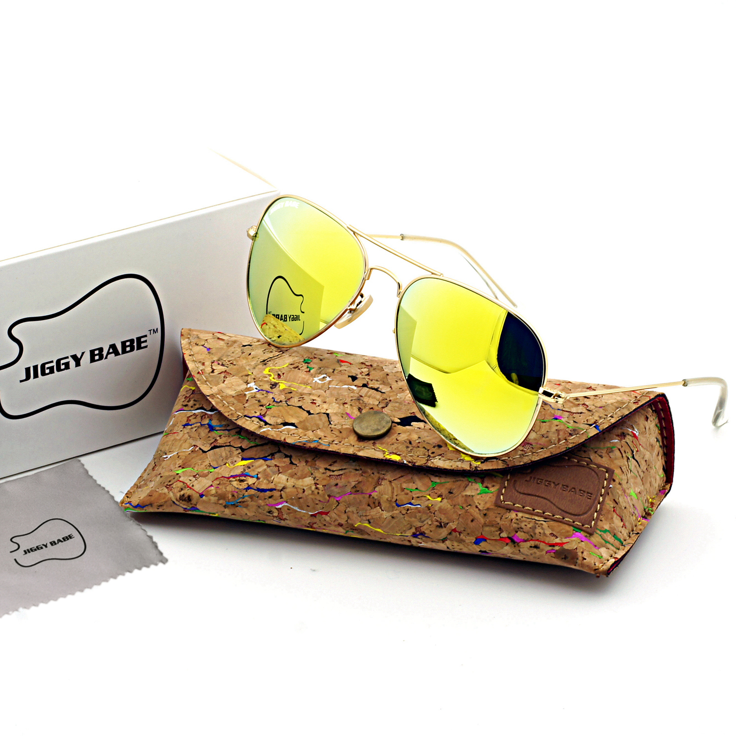 Top Brand Name Aviator Sunglasses Retro 3025 Metal Glass Gold Yellow Mirror Lens