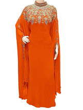 Islamic Kaftan Dubai Farasha  Dress Moroccan Abaya Caftan Georgette Jacket Gown - £45.39 GBP