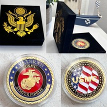 U S Marine Corps Veteran Semper Fidelis Challenge Coin With Special Box - £15.95 GBP