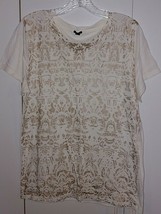 J. Crew Ladies Ss Thin Tee Shirt W/GOLD Deco On FRONT-L-COTTON/MODAL-NWOT-NICE - £10.49 GBP