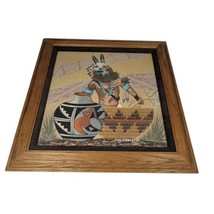 Native American Navajo Sandpainting Navuk dancer Kachina Signed James Cambridge - $607.14