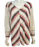 Nic + Zoe Tan, Red, Black V Neck 3/4 Sleeve Top Size 3X NWT - €32,63 EUR
