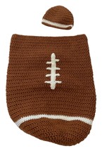 Football Hat Cap Set Crocheted Swaddle Cocoon Bunting Sack Photo Shoot P... - $19.70