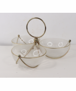 Vtg 70s Mid Century Modern MCM Frosted Glass Brass Ring Condiment Holder... - $1,112.56 MXN