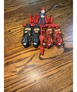 Vintage Heavy Cast Iron 4 Horse Drawn Red - $826.67 MXN