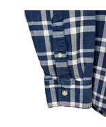 Gap Mens True Navy Plaid Indigo Twill Cotton Button Down Shirt Size Small - $17.08