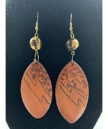 Vintage Unbranded Wooden Carved Hook Earrings KG Fashion Jewelry Accesso... - €8,54 EUR