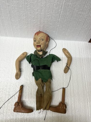 Primary image for Antique Vintage Peter Pan Puppet Wooden & Plaster? Moving Mouth