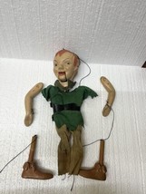 Antique Vintage Peter Pan Puppet Wooden &amp; Plaster? Moving Mouth - $98.01