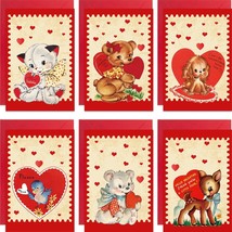 Vintage Valentines Day Cards Assorted Retro Blank Greeting Notes Cards with Enve - £17.76 GBP