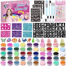 Glitter Tattoo Kit for Kids 50 Glitter Colors 199 Stencils 2 Gem Sticker... - £38.32 GBP