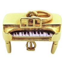 Vintage 14K Gold Sloan &amp; Co Enamel Upright Grand Piano Charm 1930s - £294.98 GBP