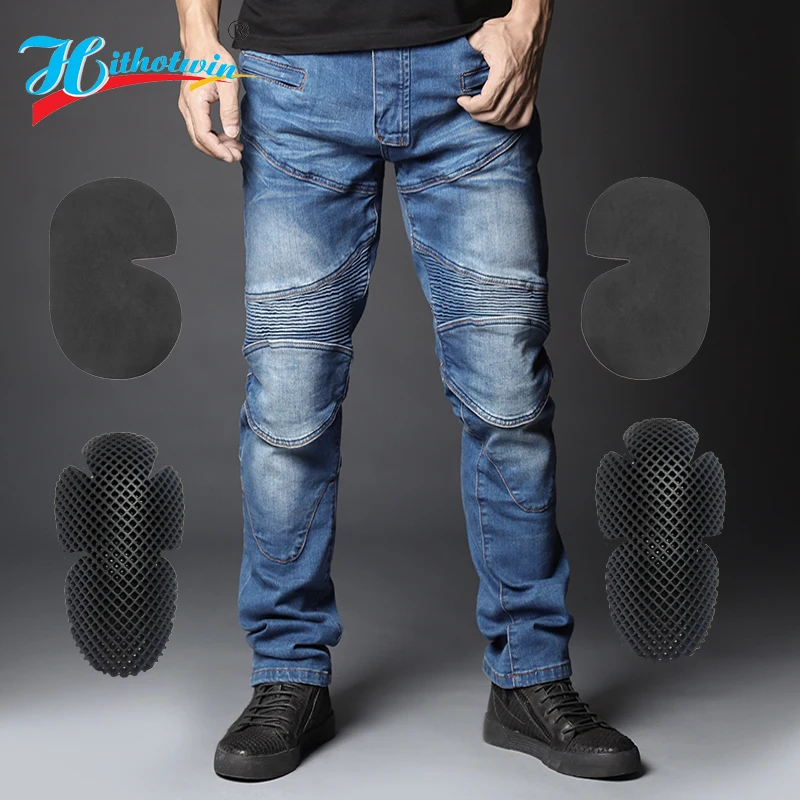 Hot sale Hi-718 Blue motorcycle Jeans leisure motorcycle men&#39;s cross-country - £56.33 GBP+