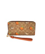 Coach CA092 Long Zip Around Wallet Signature Orange Print Tan Clutch Wri... - €111,26 EUR